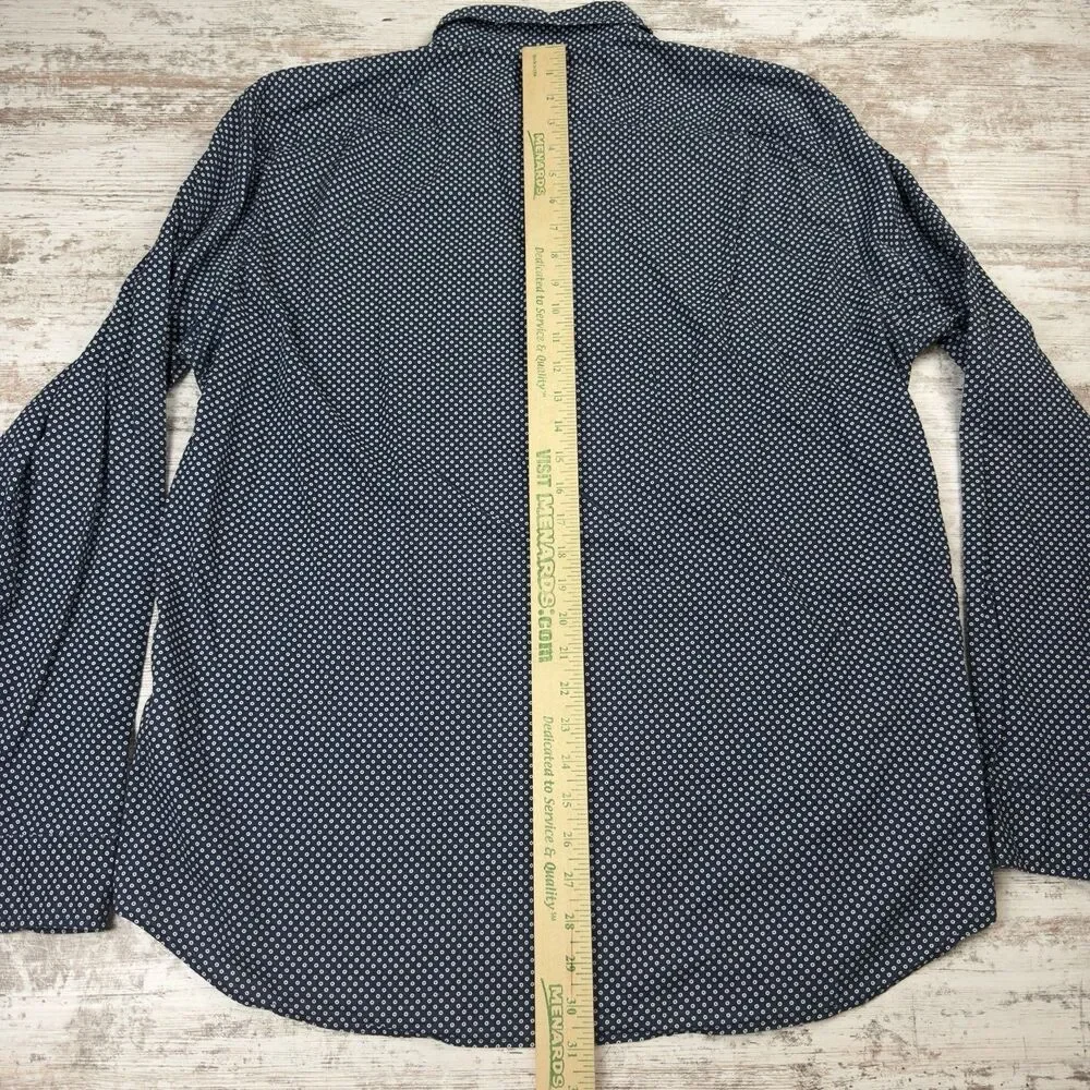 J.Crew Chambray Lightweight Long-Sleeve Button-Up Shirt Men's XL Polka Dot Blue